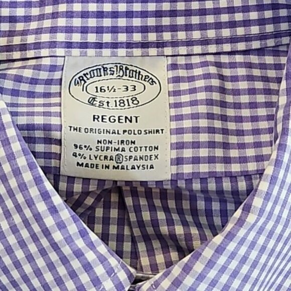 Brooks Brothers Regent Shirt Size 16 1/2 33 Purple Button-Down Quiet Luxury Y2K - Picture 5 of 12